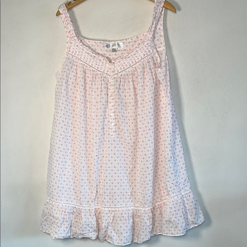Eileen West Pink Floral Cotton Nightgown Chemise